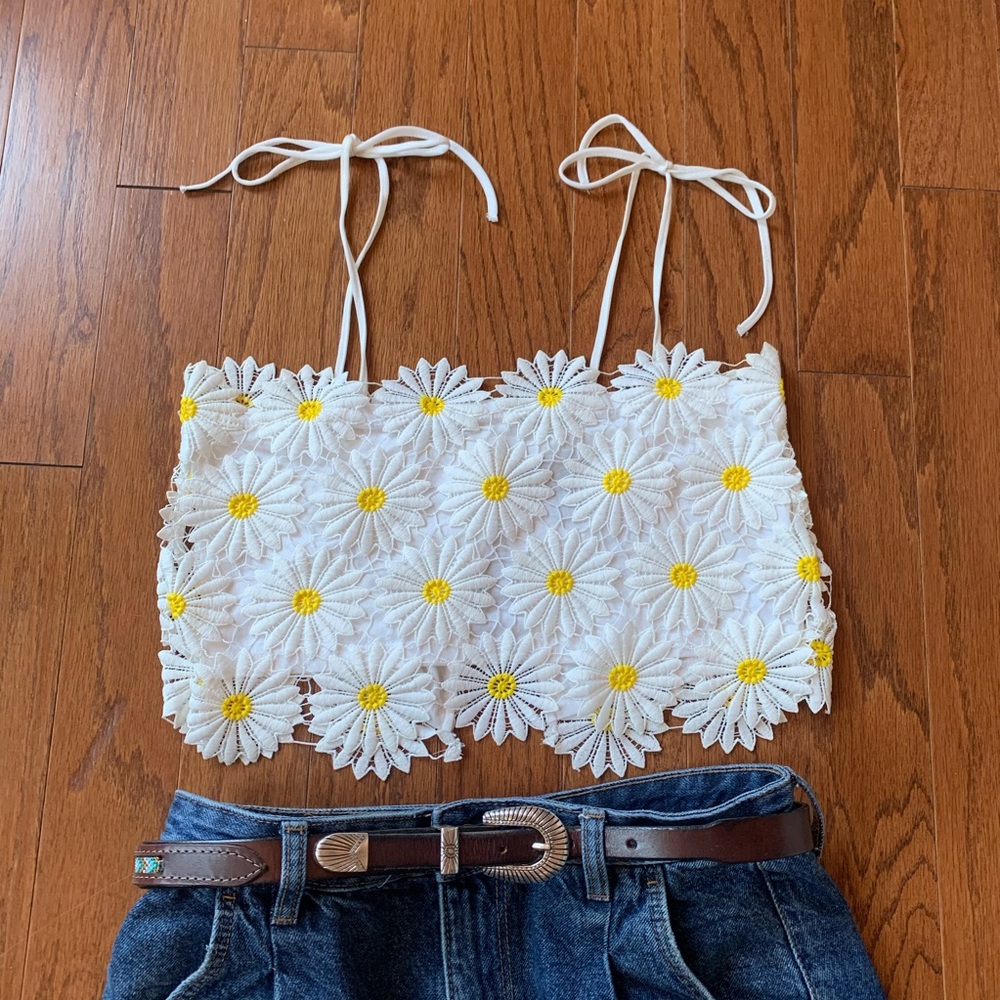 Daisy Crocheted Crop Top